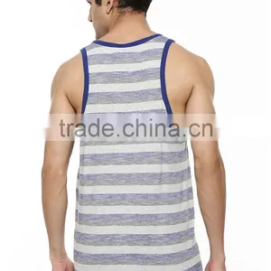 Mens Slub Striped in Bulk Vests With Pocket Wholesale thumbnail-2