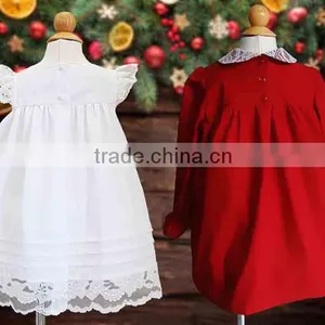 White Pinafore Classic Red Christmas Children Clothing Sets 3 Year Old Girl Dress thumbnail-3