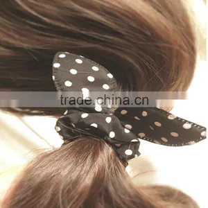 Fashion Rabit Ears Elastic HairBands Dot Print Chiffon Hair Ring thumbnail-6