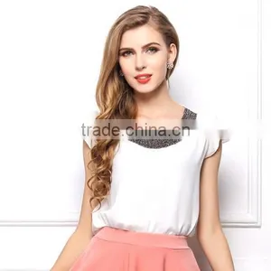 Chiffon Short Sleeve Blouses Woman Blouses and Tops thumbnail-2
