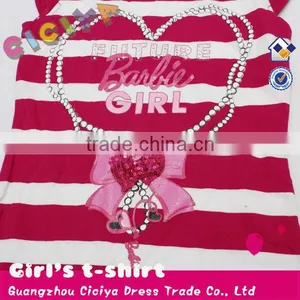 Make to Order Child Girls Summer Stripe Long Design T-shirt With Printing thumbnail-3