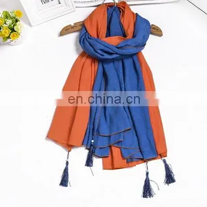 Cotton Candy Color Tassels Scarf Cotton Fringe Solid Scarves Female Fashion Accesseries thumbnail-2