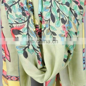 Ethnic Style Textile Fabric Tassels Scarves Mint Printed Oversize Women Fashion Scarves Cape thumbnail-3