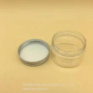 100g Empty Transparent Plastic PET Round Mask Jar With Silver Aluminum Cap thumbnail-2