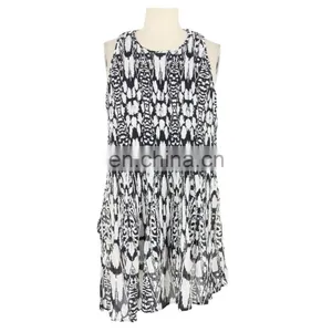 Crinkle Chiffon Monochrome Print Young Lady Dress thumbnail-1