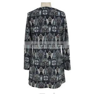 2017 Bysance Print Brushed Zipper Front Old Women Tunic Guangzhou Supplier thumbnail-2