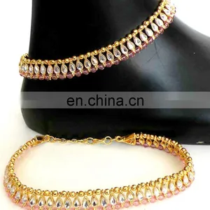 Design Kundan Anklets-2015 Fancy Anklet-Wholesale Indian Gold Plated Anklet-online Buy Lot Kundan Anklet / Payal thumbnail-2