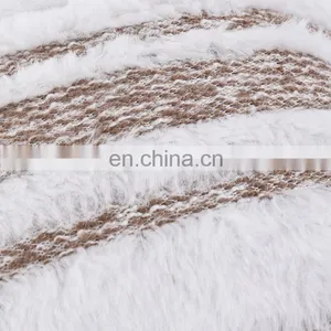 New Design Fashion Faux Fur Striped Jacquard Cushion Cover Deco thumbnail-3