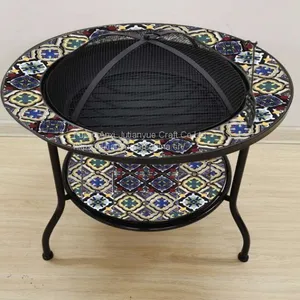 Outdoor Metal Brazier Square Table Firepit Garden Patio Heater/BBQ/Ice Pit With Waterproof Cover (Fire Pit & Grill) thumbnail-4