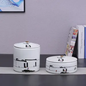 Hand Painted White Baseball Campus Large Combined Type Ceramic Vase Modern Simple Decoration thumbnail-2