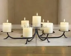 7 Lite Pillar Candlestick Candelabra With Iron Metal thumbnail-1