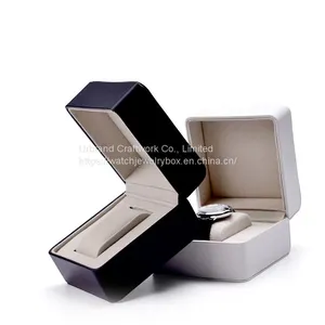 New Design Round Watch Box PU Leather Single Watch Box Gift Box Packaging Storage Gift Box thumbnail-1