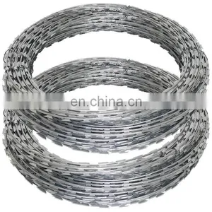 BTO-22 Galvanized Razor Wire Coils Iron Wire Cross Razor With Loops Dia 600 Mm 3 Clips/5 Clips or Without Clips 450mm 50-300g/m2 thumbnail-5