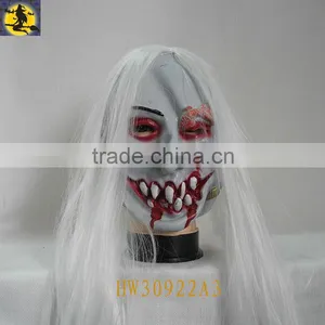 White Latex Masks of Terror With Hair thumbnail-1
