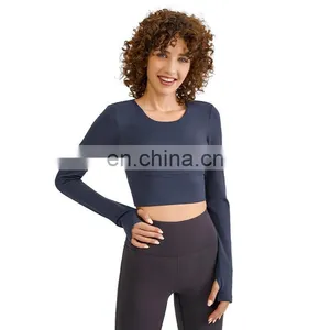 Customized Backless Built In Bra Yoga Crop Top Padded Gym Sportswear Training Workout Fitness Outwear For Women thumbnail-2