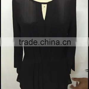 Black Silk V-neck Long-sleeve Middle-aged Lady Silk Blouse thumbnail-1