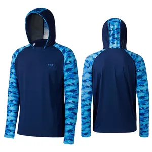 Custom Logo UPF 50+ Sun Protection Hoodie for Men Quick Dry UV Fishing Shirt Performance Long Sleeve Outdoor Wear thumbnail-2