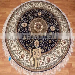 Round 5x5ft Luxury Home Cotton Persian Hand Knotted Carpet thumbnail-1