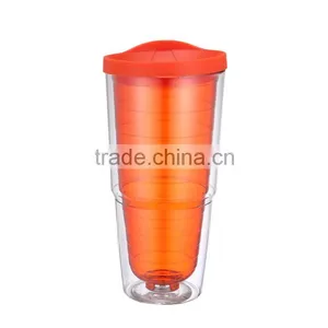 24oz Plastic AS Double Wall Tumblers With Lid and Threaded Inner Wall thumbnail-1