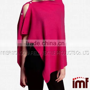 Boho Bolero Scarf Modern Cape Knit Women Poncho With Buttons Winter Wrap thumbnail-4