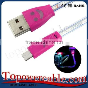 High Quality Flat Noodle Design Micro USB Cable With LED Light thumbnail-1