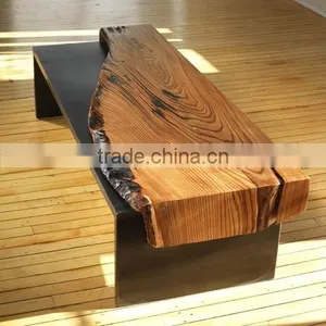 Live Edge Wood Table With Iron Base thumbnail-1