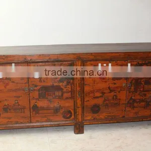 Chinese Antique Painting Four Door Cabinet thumbnail-1