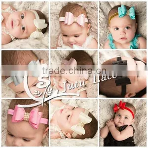 7cm Large Satin Rhinestone Hair Bow, Handmade Baby Garment Collar Accessories thumbnail-3