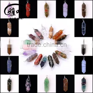 Natural Semi Precious Stone Hexagon Pendant thumbnail-2