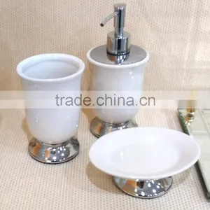 European Style Elegent White Ceramic Bathroom Accessories Set thumbnail-1