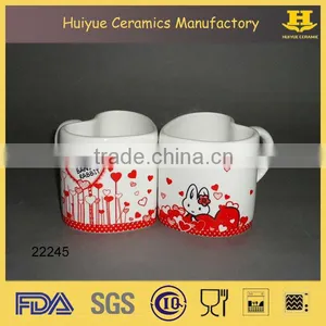 Ceramic Heart Shape Cup 350ml Cup Heart Shape With Printing thumbnail-1