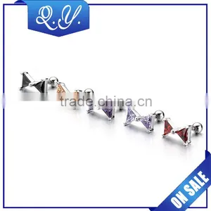 Free Sample Fancy Body Piercing Jewelry Pure Zircon Knot Earring China Supply thumbnail-2