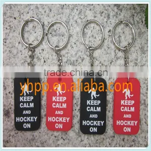Custom Keep Calm and Hockey on Silicone Dog Tag Metal Keychain Ring Quality Choice thumbnail-1