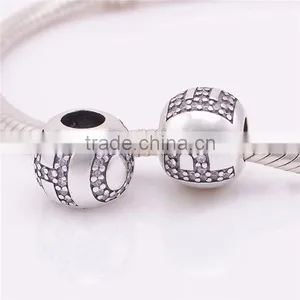Fashion New 925 Sterling Silver Surrounded by HOPE With Pink CZ Charm Beads Fit European DIY Jewelry Bracelets & Necklaces thumbnail-1