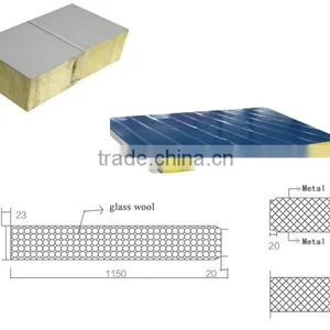 Fireproof and Insulated Metal Faced Fiber Glass Wool Sandwich Panel for Wall Board Quality Choice thumbnail-4