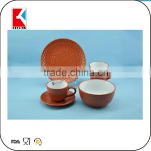 Hot Sale 16pcs Dinner Set Ceramic Popular Emboss Dot Ceramic Dinner Set thumbnail-3