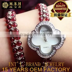 Hot Fashion Europe and America Cai Bao Jewelry 925 Silver Inlaid Natural Garnet Watch Bracelet Jewelry thumbnail-1