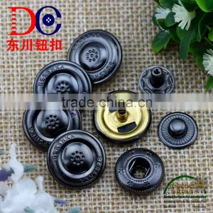 Gun Metal Garment Accessory Custom Logo Snap Button for Leather Jacket thumbnail-1