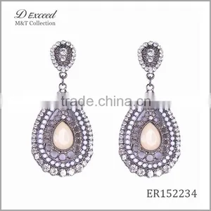 Yiwu Jewelry Factory D Exceed Fashion Crystal Silver Plating Water Drop Earrings Resin Alloy Dangle Earrings thumbnail-5
