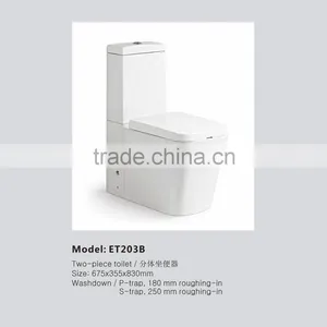 White Color Ceramic Two Piece Toilet Bowl ET203B thumbnail-1