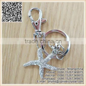 Promotional Silver Metal Key Ring Crystal Star Shape Keychain thumbnail-1