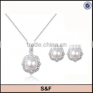 2015 New Design Freshwater Pearl Jewelry Set Jewelry in Silver thumbnail-1