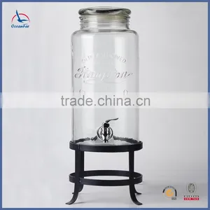 High Quality Large Glass Jar With Tap Hot Sale Drinking Dispenser Glass thumbnail-1