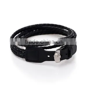 Fashion Braided Multi Layer Cingulate Leather Bracelet Black Brown Orange Knitted Leather Bangles Rope thumbnail-3