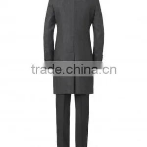 2015 New Style 100% Cashmere Classic Grey Herringbone Custom Mens Business Coat thumbnail-3