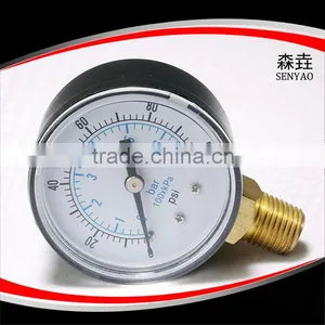 63mm Plastic Lens Black Steel Case Bottom Connection Pressure Gauge thumbnail-1
