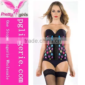 Butterfly Pattern Latex Rubber Waist Training Made Printed Latex Corset thumbnail-6