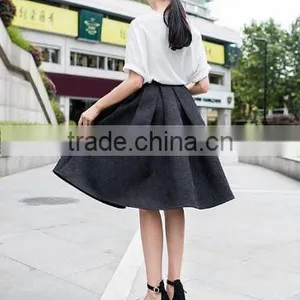 Stylish Lady Women's High Waist Vintage Style Pleated Swing Ball Gown Dark Print Skirt thumbnail-3
