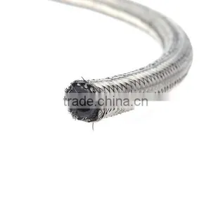 AN4 Stainless Steel Braided Fuel Oil Line Hose Silver 0.3m 12in thumbnail-1