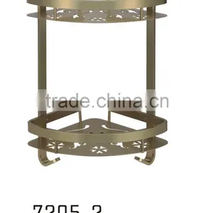 Aluminum Bathroom 2-Tier Corner Shelf Basket Wall Mounted, Silver Sand Sprayed thumbnail-1